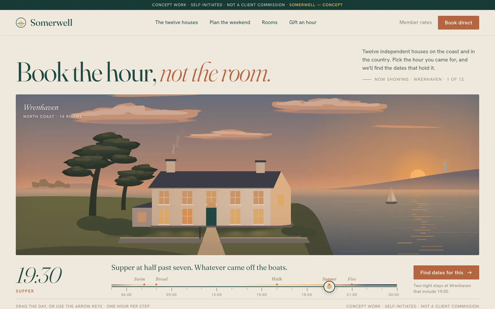 The Somerwell concept homepage, first screen.